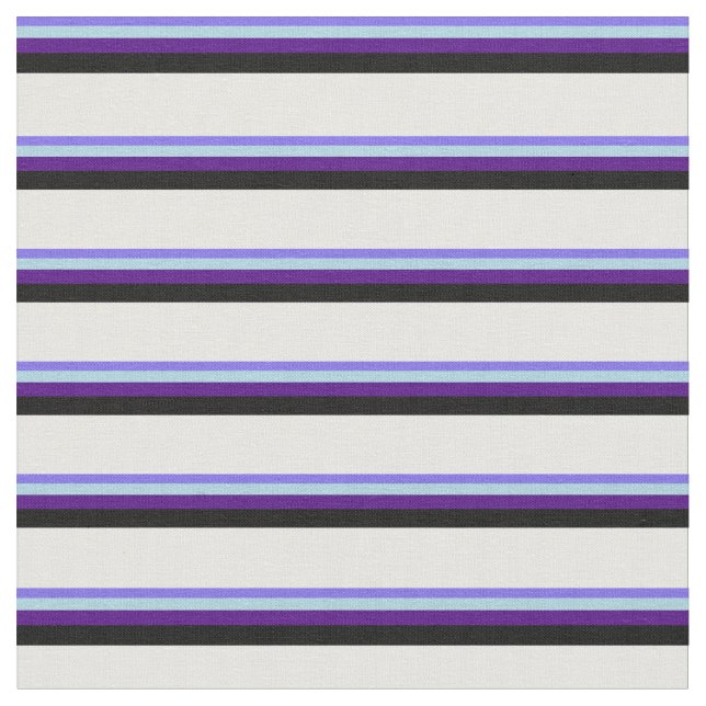 Blue, Light Blue, Indigo, Black & Mint Cream Fabric (Close Up)