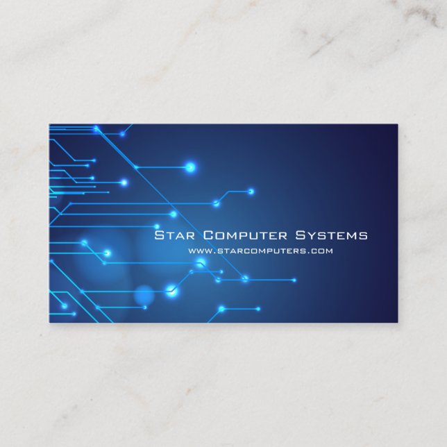 Blue Light Circuits2 Computer Repair Business Card (Front)