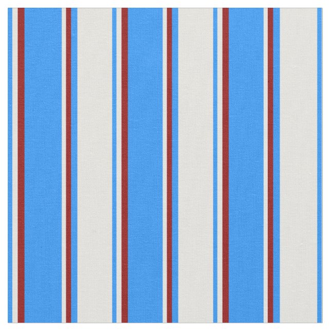 Blue, Light Cyan & Dark Red Coloured Stripes Fabric (Close Up)