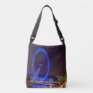 Blue light London eye in the night Crossbody Bag