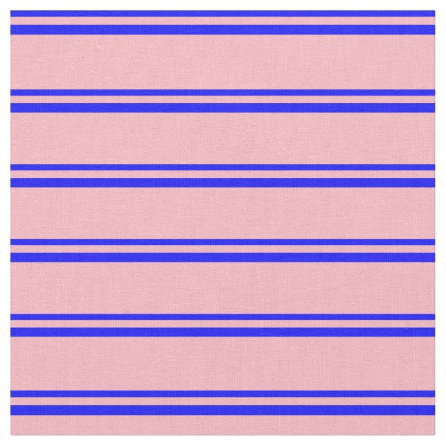 Blue & Light Pink Coloured Striped Pattern Fabric (Close Up)