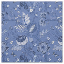 Blue-lightblue bohemian-design cotton-twill 