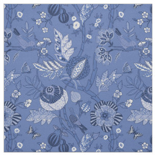 Blue-lightblue bohemian-design cotton-twill  fabric