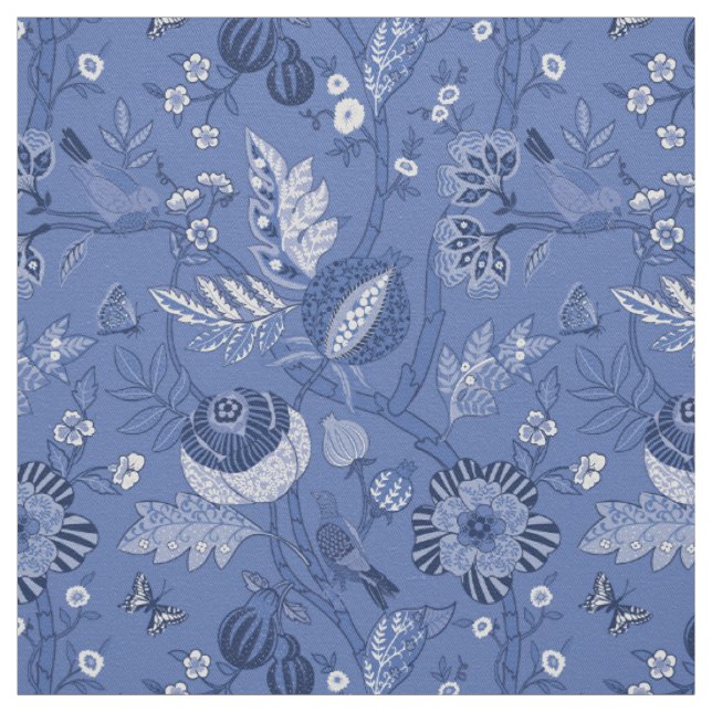 Blue-lightblue bohemian-design cotton-twill  fabric (Swatch)