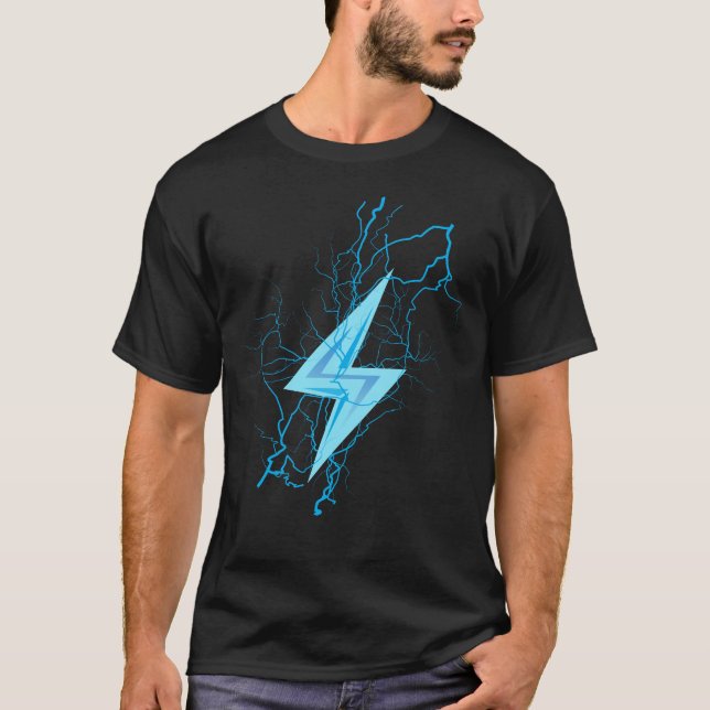 blue Lightening bolt god of thunder themed gift T-Shirt (Front)