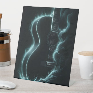Blue Lightning Guitar Canvas Print – Modern Music  Pedestal Sign
