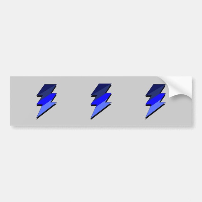 Blue Lightning Thunder Bolt Bumper Sticker (Front)
