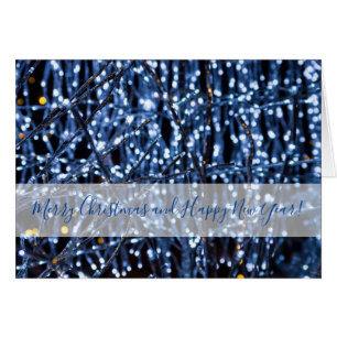 Blue Lights Abstract Christmas Card