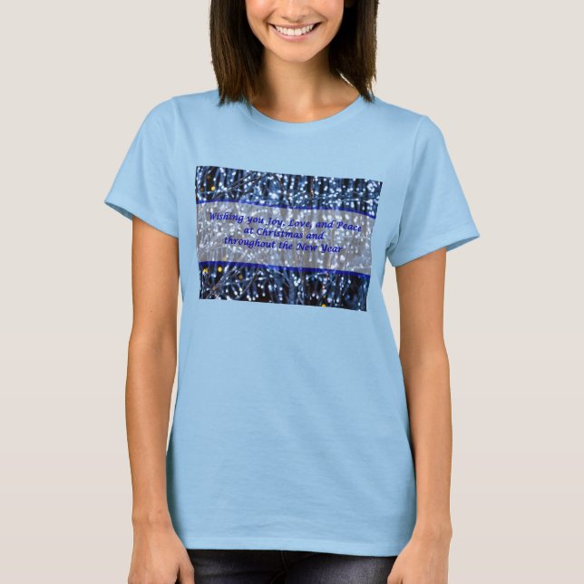 Blue Lights Abstract Text T-Shirt (Front)
