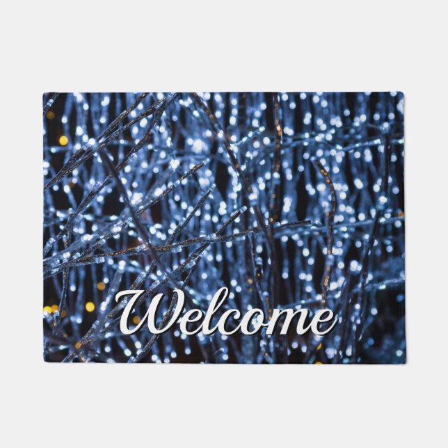 Blue Lights Abstract Welcome Doormat (Front)