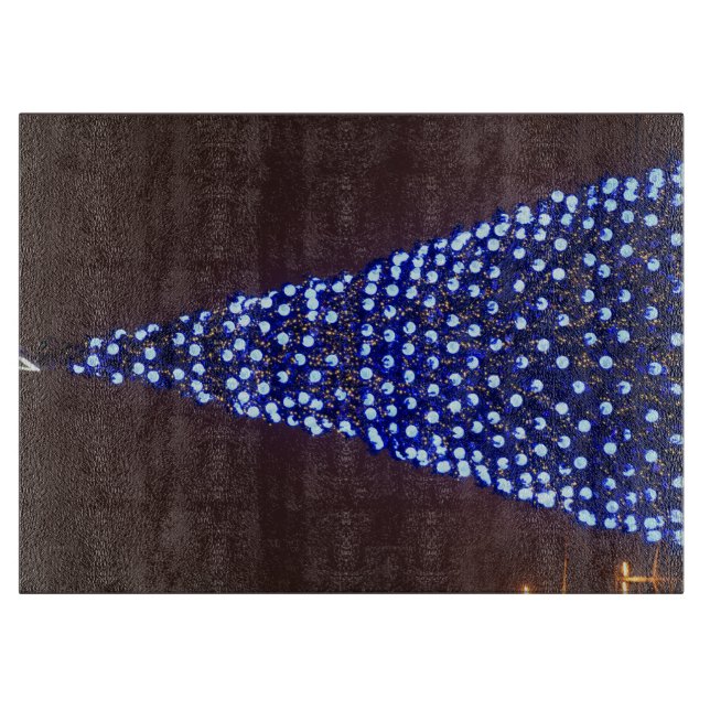 Blue lights Christmas tree Cutting Board (Front)