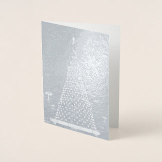Blue lights Christmas tree Foil Card