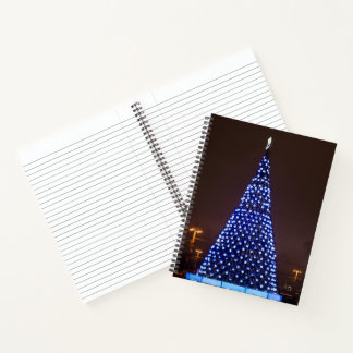 Blue lights Christmas tree Notebook
