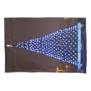 Blue lights Christmas tree Pillowcase
