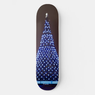 Blue lights Christmas tree Skateboard