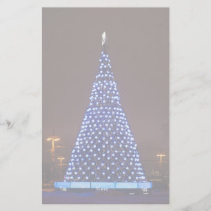 Blue lights Christmas tree Stationery