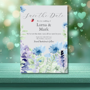Blue & Lilac Floral Save The Date Card
