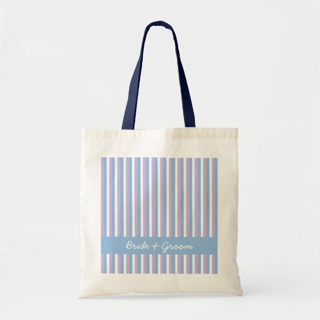 Blue Lilac White Stripes blue Wedding Bag (Front)