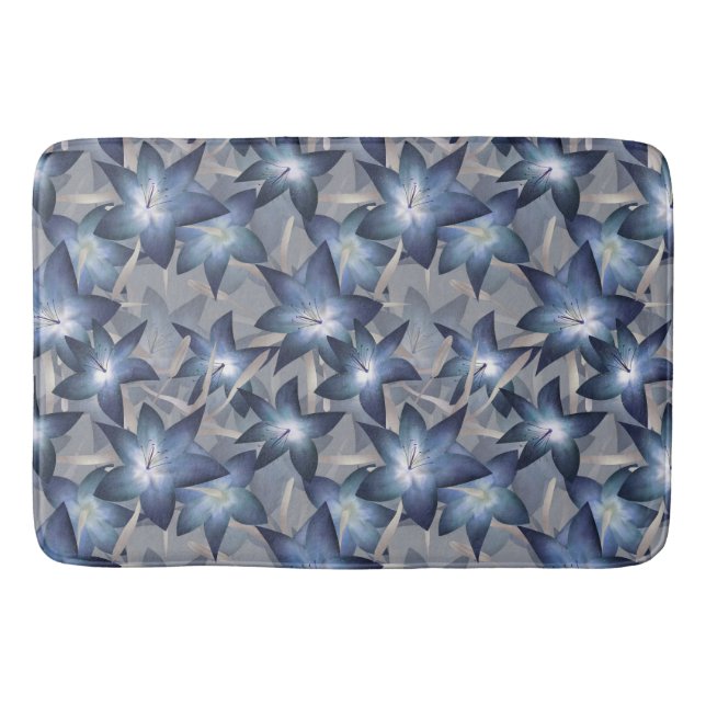 Blue lilies bath mat (Front)