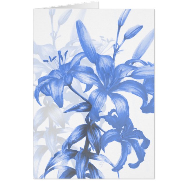 Blue lilies fine art everyday blank card (Front)