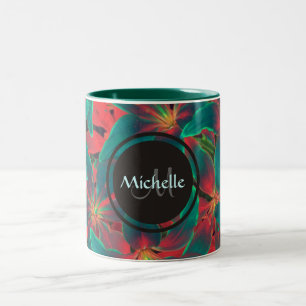 Blue Lilies Monogram & Name Mug