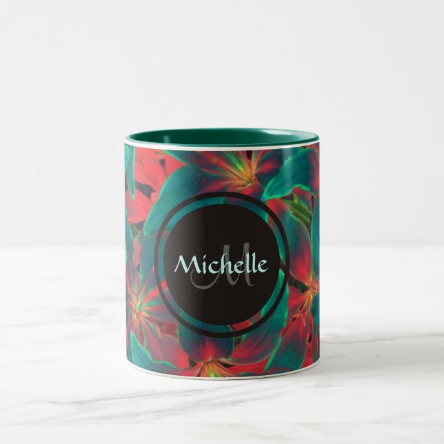 Blue Lilies Monogram & Name Mug (Center)