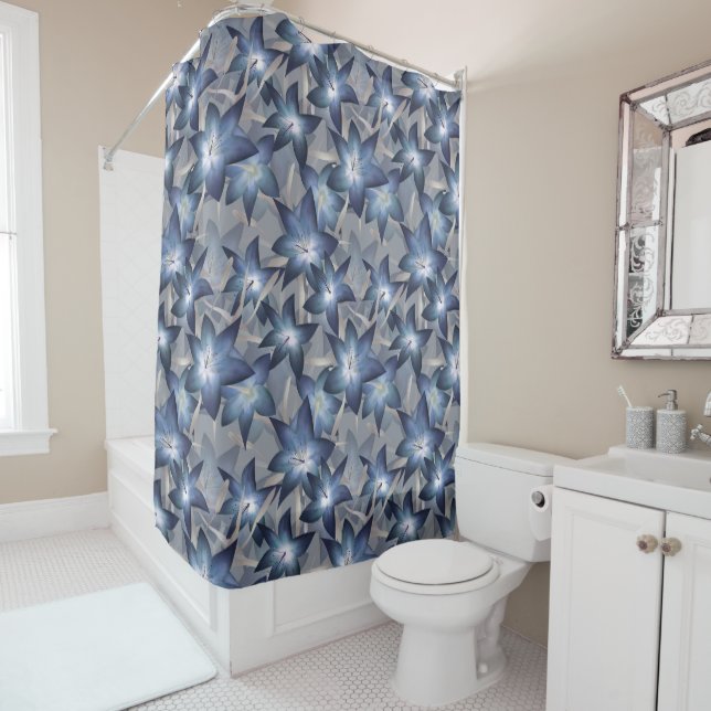 Blue lilies shower curtain (In Situ)