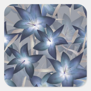 Blue lilies square sticker