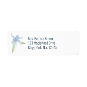 Blue Lilies Watercolor Wedding Return Address
