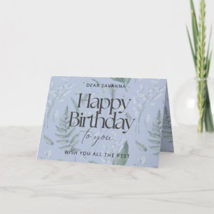 Blue Lily of the Valley Custom Happy Birthday Card