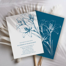 Blue Lily Outline Wedding