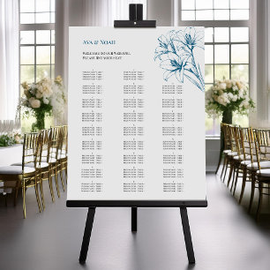 Blue Lily Outline Wedding Seating Chart