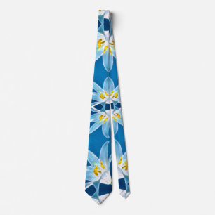 Blue Lily Pattern Tie