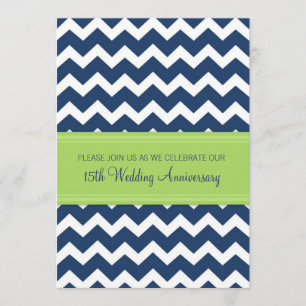 Blue Lime Chevron 15th Anniversary Invitation