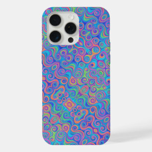 Blue, Lime Green, Purple, Orange Swirl Pattern iPhone 15 Pro Max Case