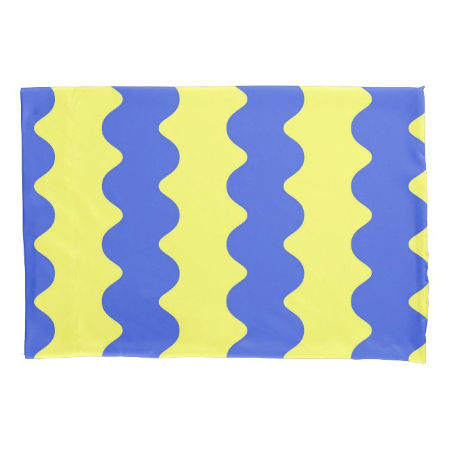 Blue Lime Wavy Stripe Modern Bedding Accent Pillowcase (Front)