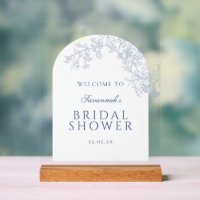 Blue Line Drawn Floral Bridal Shower Welcome