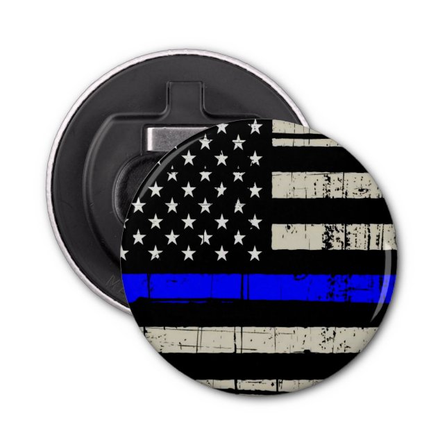 Blue Line Flag Poilice Support American USA Bottle Opener (Front)