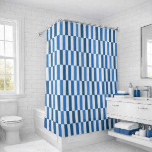 Blue Line Flow Shower Curtain