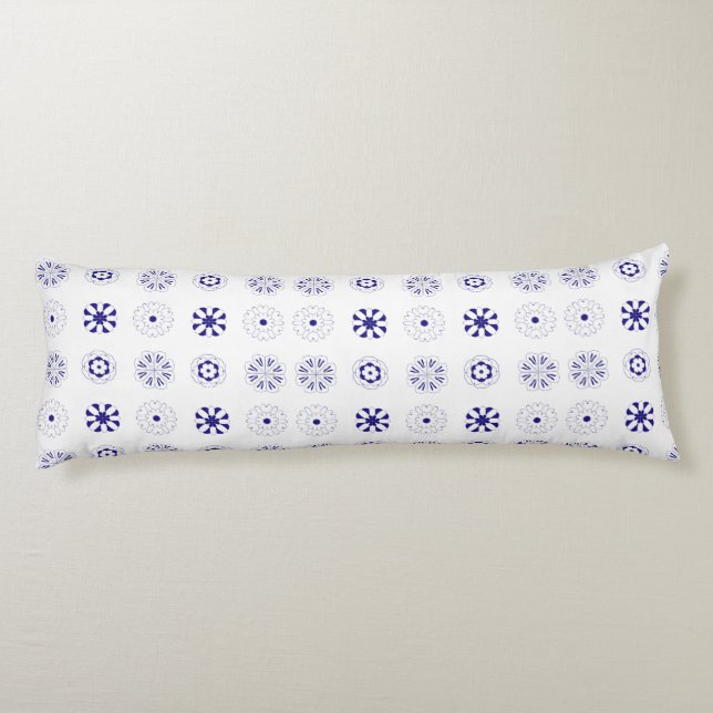 Blue line flower pattern body cushion (Back)