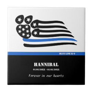 Blue Line K-9 Officer Personalized Memorial Tile
