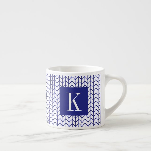 BLUE LINE KNIT Espresso Cup + Initial II (Right)