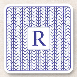 BLUE LINE KNIT Hard Plastic Coasters + Initial