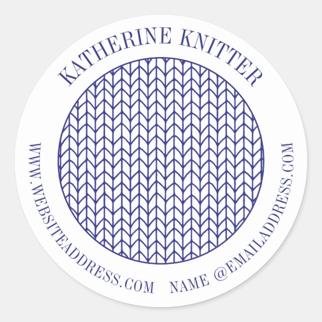 BLUE LINE KNIT Large Round Business Label Seals (Front)