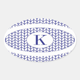 BLUE LINE KNIT Oval Stickers + Initial