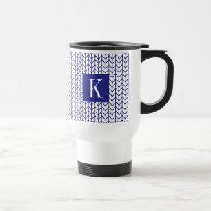 BLUE LINE KNIT Travel Mug + Initial II
