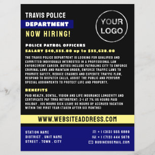 Blue Line & Logo, Police Officer, Law Recruitment Flyer