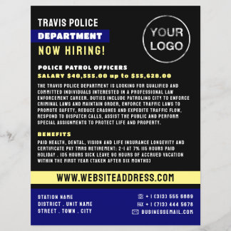 Blue Line & Logo, Police Officer, Law Recruitment Flyer