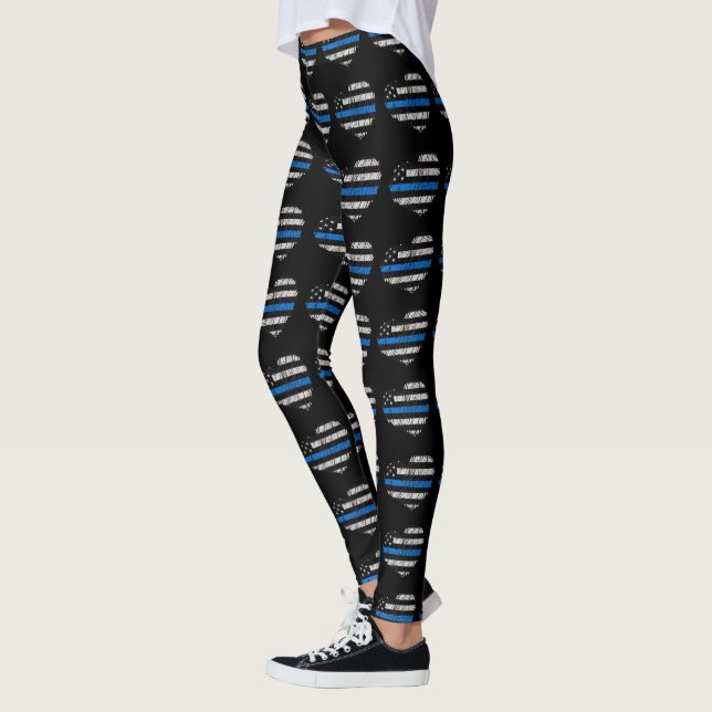 Blue Line Love Leggings (Left)