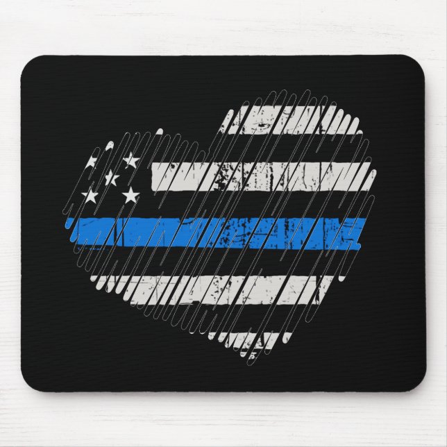 Blue Line Love Mouse Pad (Front)